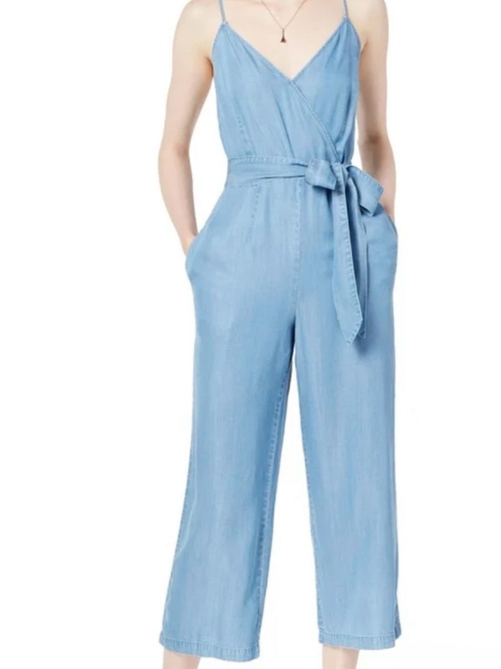 Maison Jules Light Blue Wide-Leg Jumpsuit